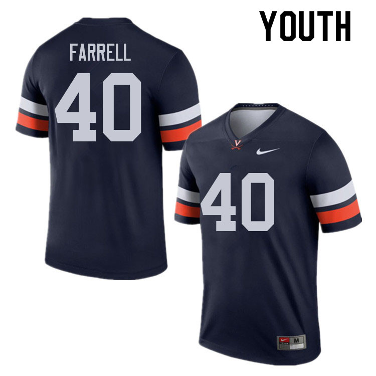 Youth #40 Brendan Farrell Virginia Cavaliers College Football Jerseys Sale-Navy - Click Image to Close